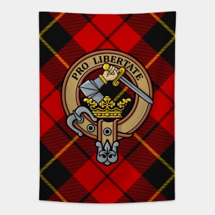 Clan Wallace Crest over Tartan Tapestry