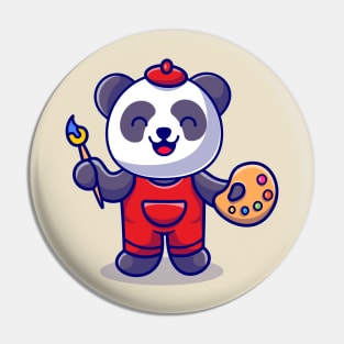 Cute Panda Painting Cartoon Pin