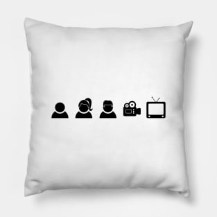 Person Woman Man Camera Tv Icon Black Pillow