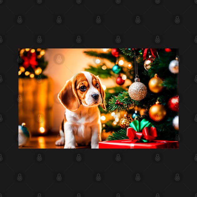 Beagle Puppy Dog with Christmas Gifts by nicecorgi