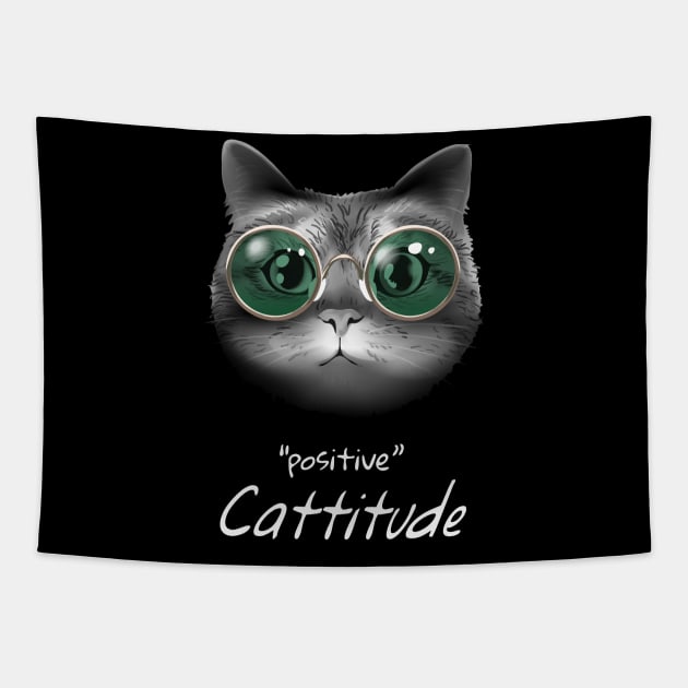 Cat positive cattitude Tapestry by sharukhdesign