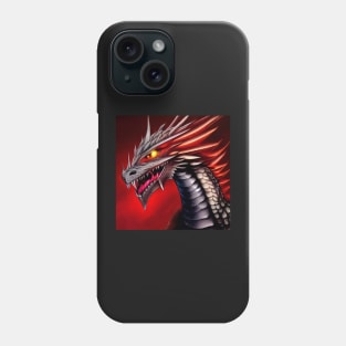 Silver Metallic Dragon with Yellow Glowing Eyes Phone Case