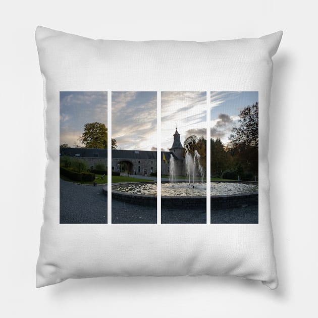 This Castle, during the Battle of the Bulge, housed the Headquarters of Major General Matthew B. Ridgway. Liege Province. Autumn sunny day Pillow by fabbroni-art