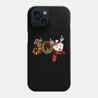 Christmas Joy Dwarf Stocking Reindeer White Maltipoo Phone Case