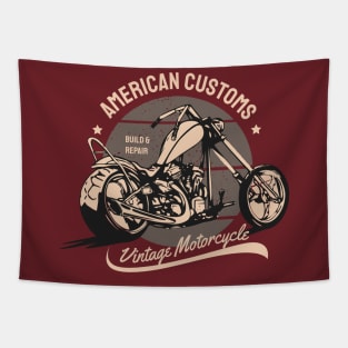 American Customs Vintage Motorcycle Design | Classic Biker Tapestry