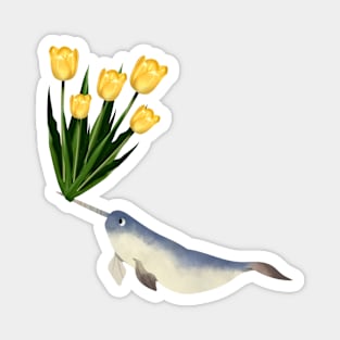 Narwhal Buttercup Lemon Tulips Magnet