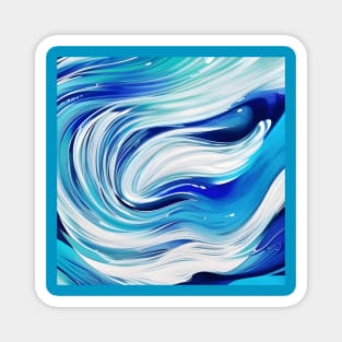 Beautiful Abstract Blue Tsunami Magnet