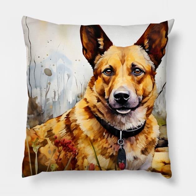 German Shepherd Pillow by The Jumping Cart