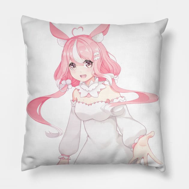 Cute bunny girl (Nylia) Pillow by Kheila Hirai