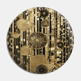 Black and Gold Abstract Flowers After Klimt Pin