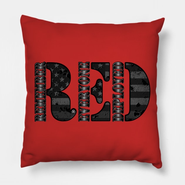 RED Remember Everyone Deployed Pillow by Turnbill Truth Designs
