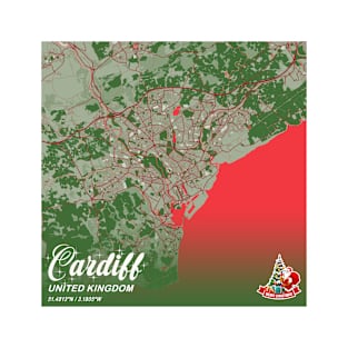 Cardiff - United Kingdom Christmas Map T-Shirt