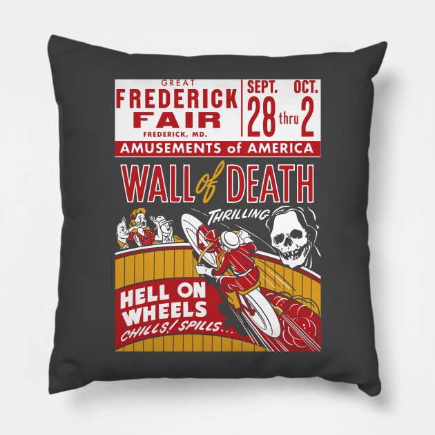 Wall Of Death - Hell On Wheels 2 Pillow by MarbitMonster