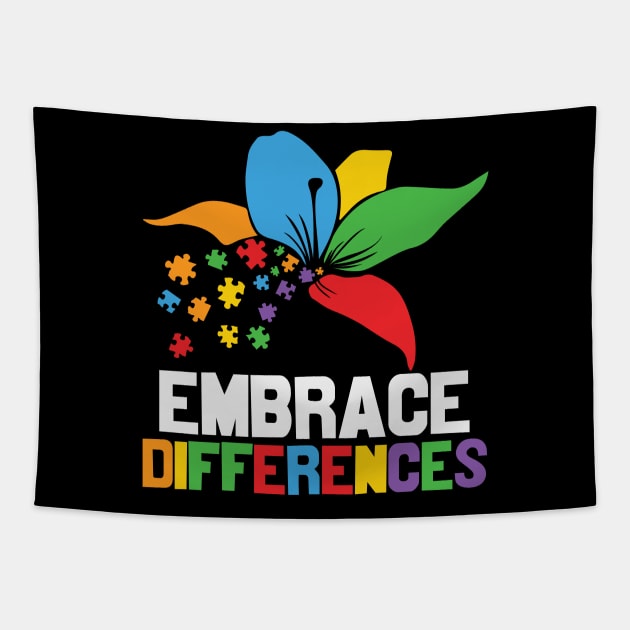 Autism Awareness - Embrace Differences Tapestry by Peter the T-Shirt Dude