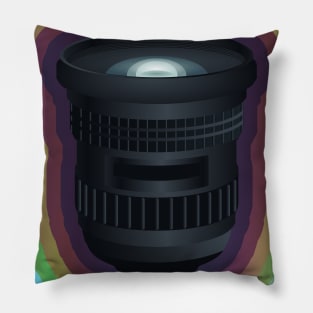 Camera Lens with Gradient Border Pillow