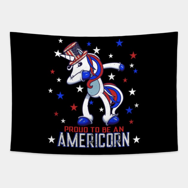 Dabbing Unicorn 4th of July- Tapestry by Xizin Gao