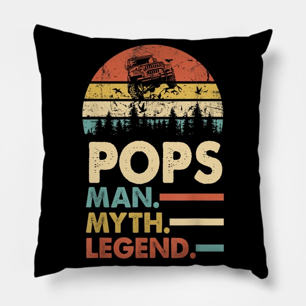 Pops Man Myth Legend Vintage Jeep For Mens Papa Father's Day Jeep gift Pillow by David Darry