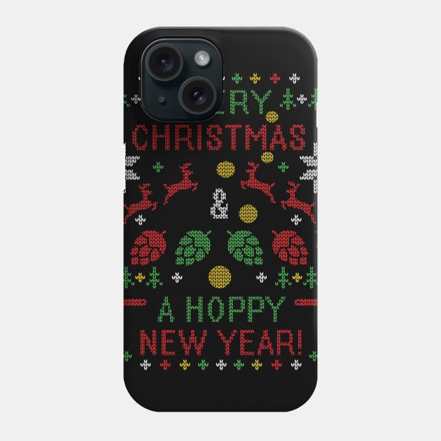 Beer Ugly Christmas Sweater Beer Lover Funny Beery Christmas Hoppy New Year IPA Hops Lover Phone Case by TeeCreations