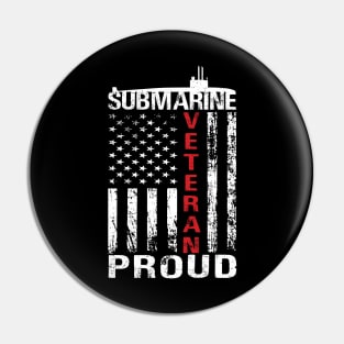 Submarine Veteran Proud Distressed Flag Wht Pin