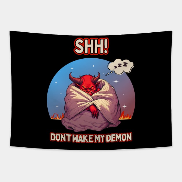 SHH! Don't Wake My Demon Tapestry by Kenny The Bartender's Tee Emporium