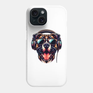 Perro de Presa Canario as Smiling DJ with Headphones and Sunglasses Phone Case