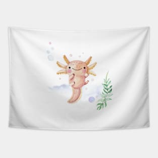 Cute Watercolor Axolotl Pattern Tapestry