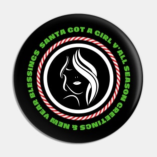 Santa Girl Christmas Peppermint Pin