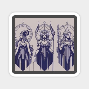 Bad Girl Triptych 2: Lilith, Jezebel, and Valkyrie Magnet