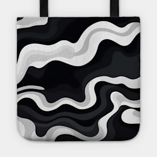 Monochrome Waves: Modern Abstract Ebb and Flow Tote