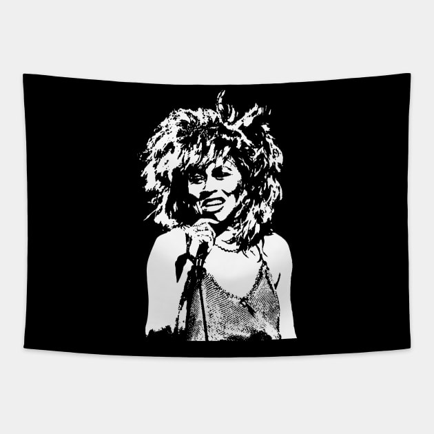 Tina Turner White Stencil Tapestry by AlbertaMyersBeauty