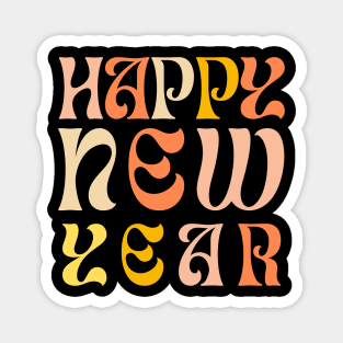 Happy New Year Groovy Retro design Magnet