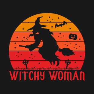 VINTAGE Flying Witch Halloween T-Shirt