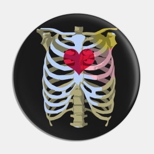 Halloween Skeleton Heart Pin