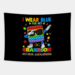 Poplt Dab I Wear Blue For My Grandson Autism Awareness Tapestry