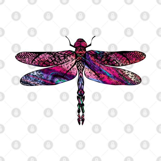 Ornate Dragon Fly Colorful Insect Illustration by VintCam