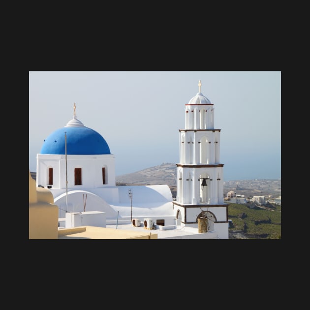 Church and Bell Tower, Pyrgos, Santorini by Carole-Anne