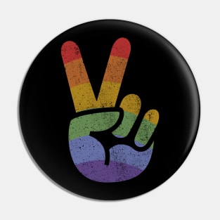 Peace Love Hand Vintage LGBT Flag Pin