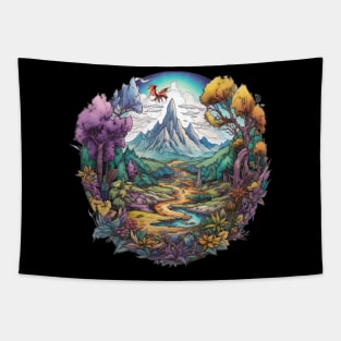 The Lonely Mountain - Colorful Illustration - Fantasy Tapestry