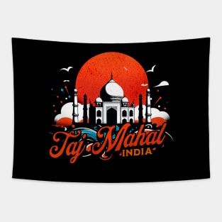 Vibrant Taj Mahal India Design Tapestry