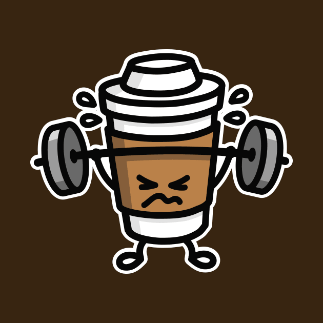 Strong coffee - lift workout cartoon gym fitness by LaundryFactory