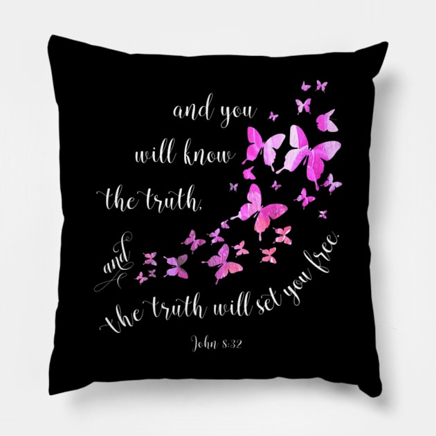 Bible Verse Butterfly Pillow by Near-Face Goddess