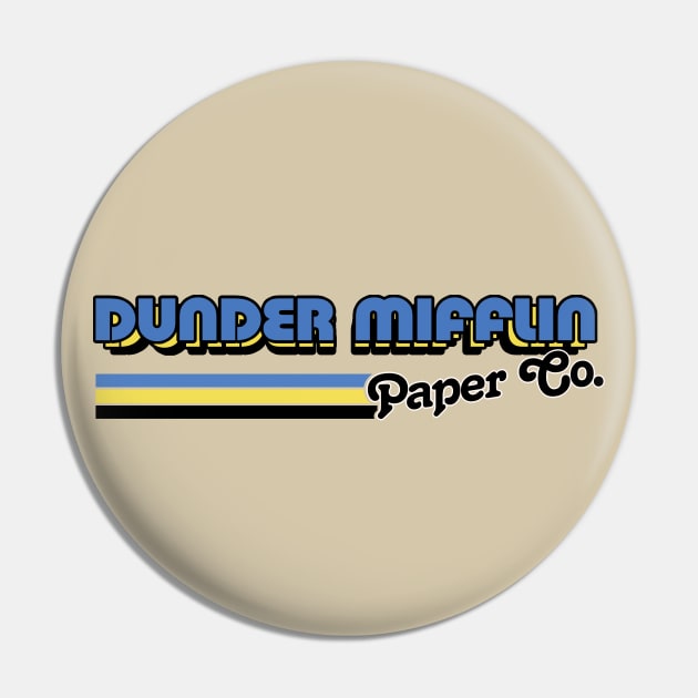 Retro 70s Style Dunder Mifflin Logo Design Pin by DankFutura