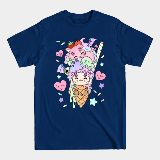 Kawaii Pastel Goth Cute Baphomet Cats Ice Cream Anime - Pastel Goth - T-Shirt