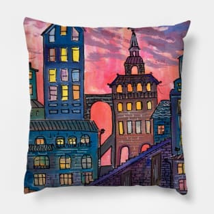 Watercolor cities Pillow