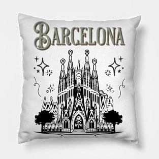 Barcelona Retro Art Pillow