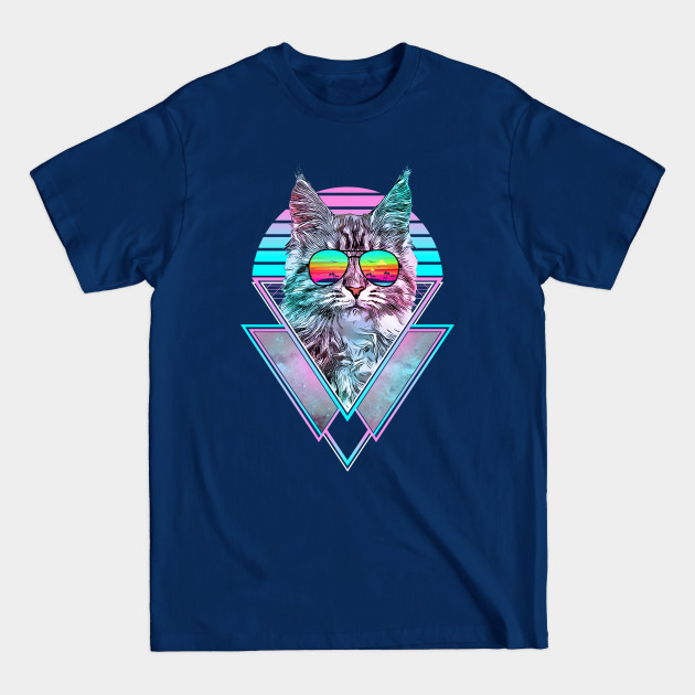 Disover Maine Coon Cat Vintage Retro Vaporwave Beach Vibe - Maine Coon Cat Retro Vaporwave Beach Vi - T-Shirt