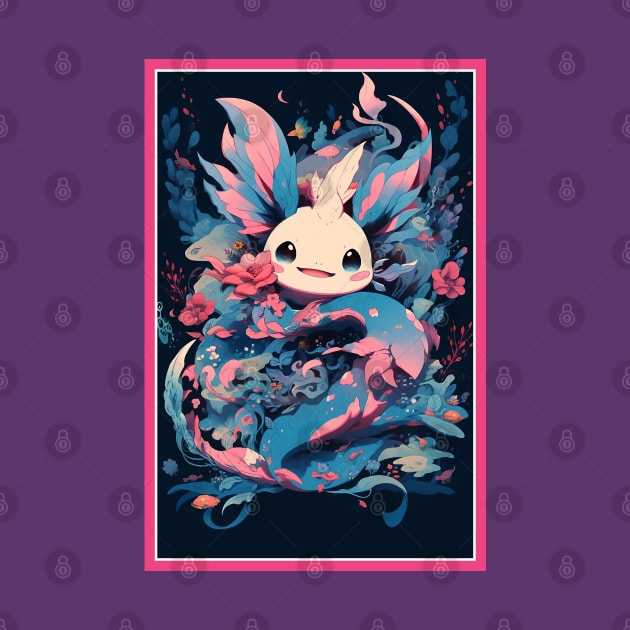 Cute Axolotl Anime Art Design | Cute Animals | Axolotl Hentaii Chibi Kawaii Design by AlNoah