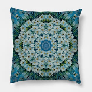 White Daisy Bouquet Kaleidoscope Pillow