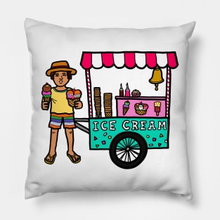 Street food vendor selling ice cream Pillow