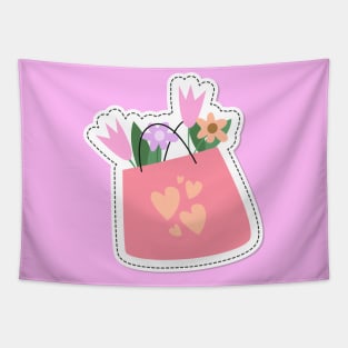 Bag of Happiness Cute Flower Bag Design Tapestry